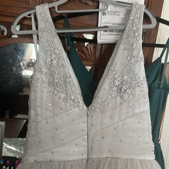 (370) ❤️ Brand new with Tags Park108 M324 gown in silver $1000 - Picture 10 of 12